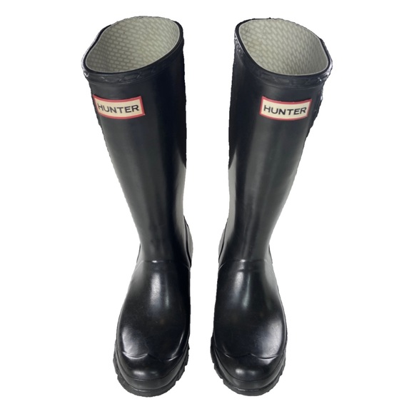 Hunter Shoes Women’s Size 6 EU 37 Tall Rain Boots Solid Black Classic Yng-Gloss - Picture 2 of 14